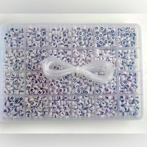 Juego de 1200 piezas de cuentas redondas blancas del alfabeto acrílico